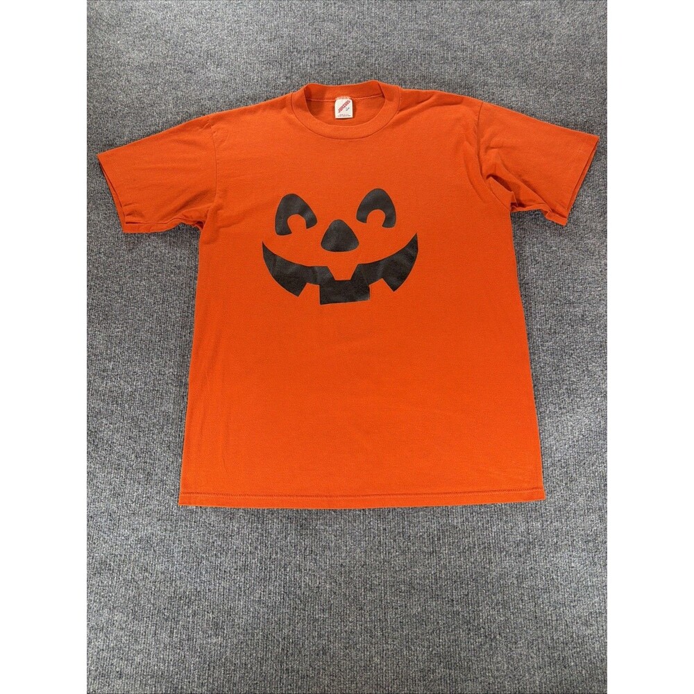 Vintage Single Stitch 90s Jack O Lantern Halloween T Shirt Made in USA Size L